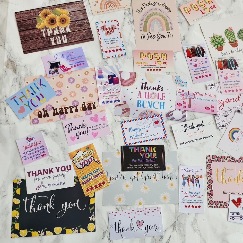 100 Assorted Thank You Cards & Stickers